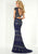 Tiffany Homecoming - 46149 Deep V-neck Embellished Sheath Gown In Silver and Blue