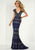 Tiffany Homecoming - 46149 Deep V-neck Embellished Sheath Gown In Silver and Blue