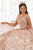 Quinceanera Collection - 26919 Off Shoulder Sequined Ballgown In Pink and Gold