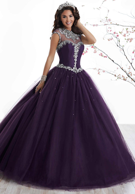 Fiesta Gowns - 56324 Bedazzled Jewel Neck Tulle Ballgown