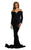Tinaholy Couture - T1842 Long Sleeve Sequined Off Shoulder Long Gown In Blue