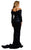 Tinaholy Couture - T1842 Long Sleeve Sequined Off Shoulder Long Gown In Blue