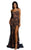 Tinaholy Couture - T1846 Sequin-Textured Lace High Slit Sheath Gown In Blue and Neutral