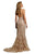 Tinaholy Couture - T1846 Sequin-Textured Lace High Slit Sheath Gown In Gold