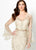 Montage by Mon Cheri - 219986W Embroidered Bell Sleeve Sheath Dress In Nude