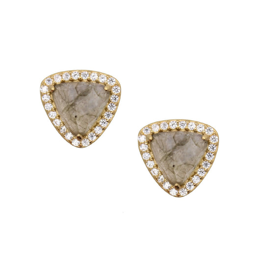 Trillion Pave Earrings              Labradorite