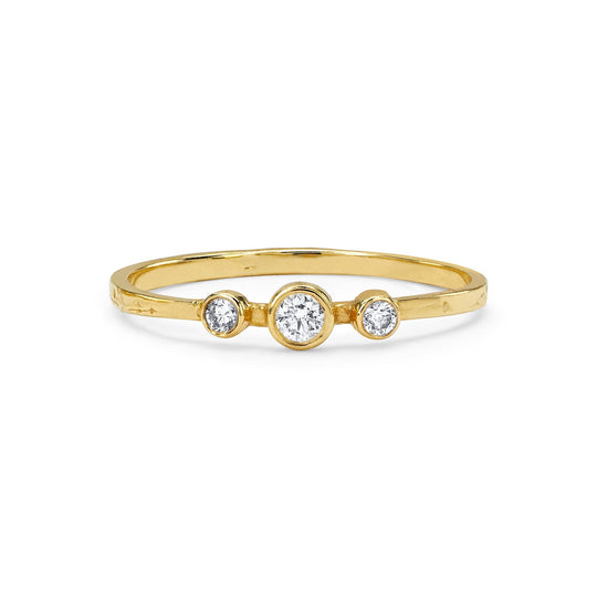 NEW! Three Diamond Orbit Bezel Stacking Ring