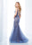 Social Occasions by Mon Cheri - 118885 Deep V-Neck Mermaid Gown In Blue and Neutral