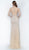 Jovani - 59756 Fully Beaded Long Sleeve Jewel Neck Sheath Dress In Pink and Gold