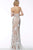 Jovani - 64031 Embroidered Strapless Deep Sweetheart Sheath Dress In White and Neutral