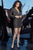 Jovani - 1761 Beaded Deep V-neck Long Sleeve Sheath Dress In Black and Gold