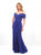 Daymor Couture - 663 Off Shoulder Ruffled Long Dress with Slit in Blue