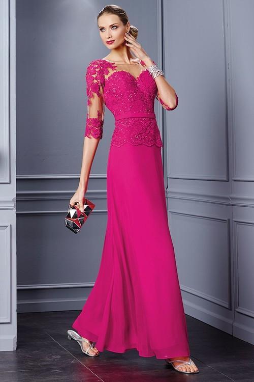 Alyce Paris - 29764 Beaded Lace Chiffon Dress in Rose in Pink