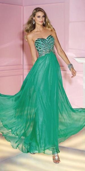 Alyce Paris - Strapless A-line Chiffon Gown 6193 In Green