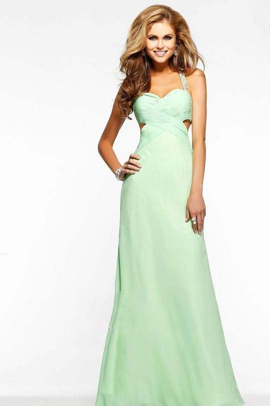 Embellished Draped Cut-out Long Evening Gown 7119