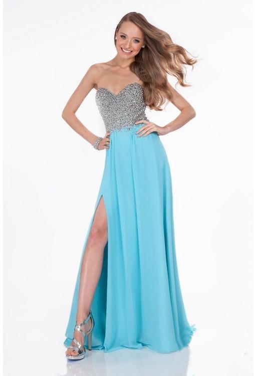 Terani Couture - 1612P0555A Jewel Encrusted Sweetheart Gown in Blue