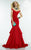 Alyce Paris Claudine - 2551 Faux Off-Shoulder Ruffled Evening Gown in Red