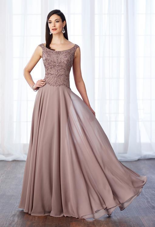 Cameron Blake - 217635 Intricately Ornate A-Line Gown in Neutral