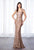 Cameron Blake - Sequined Queen Anne Sheath Gown 217632  in Neutral