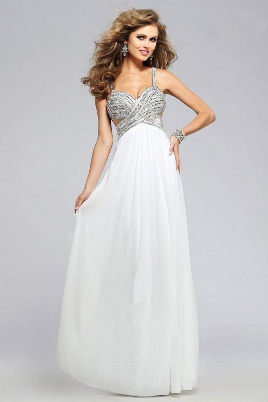 Faviana - Surplice Sweetheart Chiffon Gown in White