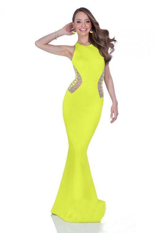 Terani Couture - 1611P0205A Sexy Halter Style Mermaid Gown in Yellow