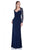 Terani Couture - 1611M0637A Classy Long Sleeve Sweetheart Evening Gown in Blue