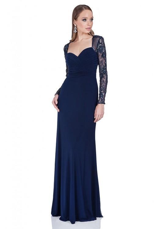 Terani Couture - 1611M0637A Classy Long Sleeve Sweetheart Evening Gown in Blue