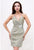 Terani Couture - H3608 Sleeveless V Neck Ruched Cocktail Dress in Neutral