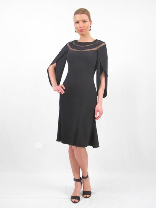 Daymor Couture - 669 Trumpet Sleeves Cocktail Dress in Black