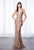 Cameron Blake - 217632W Sequined Queen Anne Sheath Gown in Neutral