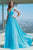 Alyce Paris - Sleeveless Deep V-Cut Ruched Bodice Flowy Evening Gown  2459 In Blue