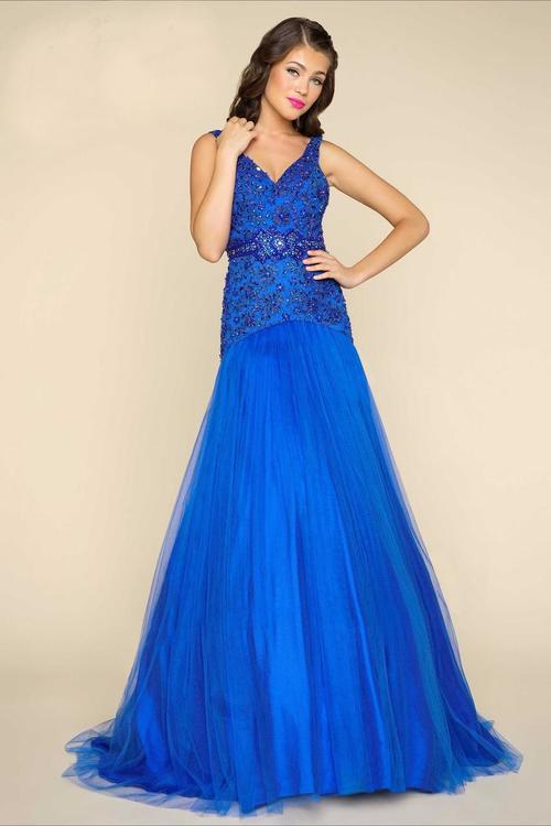 Mac Duggal - Ball Gowns Style 65809H in Blue