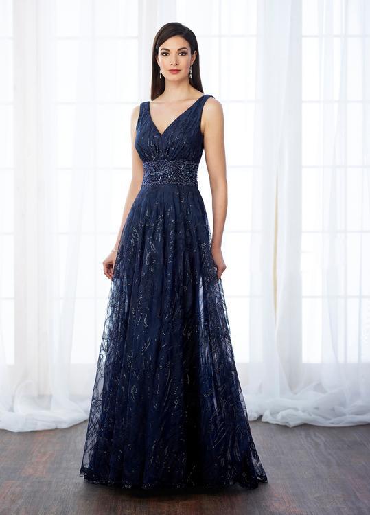 Sequined Tulle Sleeveless Gown 217645 in Blue