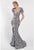 Terani Couture - 1721M4315 Embroidered Sweetheart Trumpet Dress in Gray