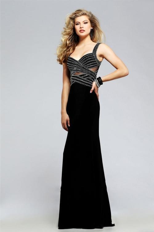 s7806 Jersey sweetheart evening dress with detail beading and front cut-outs