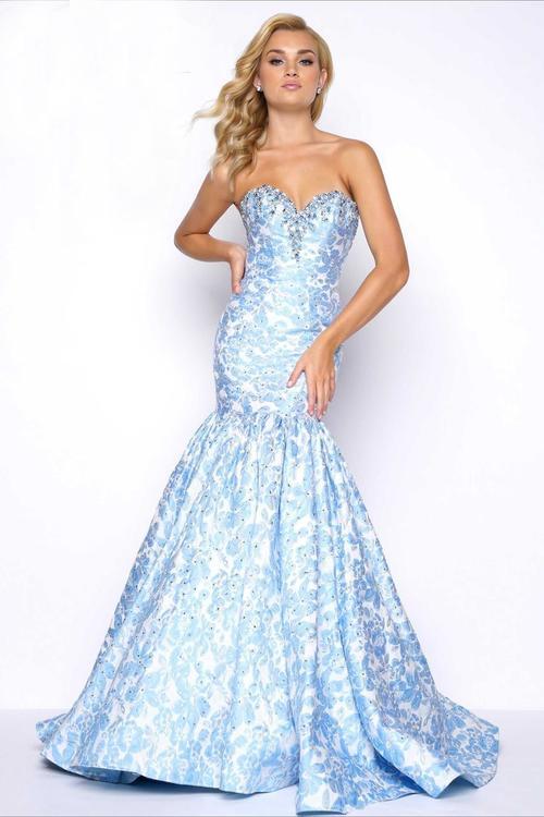 Mac Duggal - 66018M Prom Style in Blue and Floral