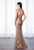 Cameron Blake - 217632 Sequined Queen Anne Sheath Gown in Neutral