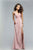 Classy Satin Dress with Plunging Neckline and High Side Slit 7755E