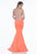 Terani Couture - 1611P1011A Two-Piece Crystal Studded Mermaid Dress in Orange