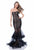 Terani Couture - 1612P0813A Striped Modified Sweetheart Mermaid Dress in Black