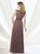 Montage - Beaded Bateau Neck A-Line Gown with Slit 215903 in Brown