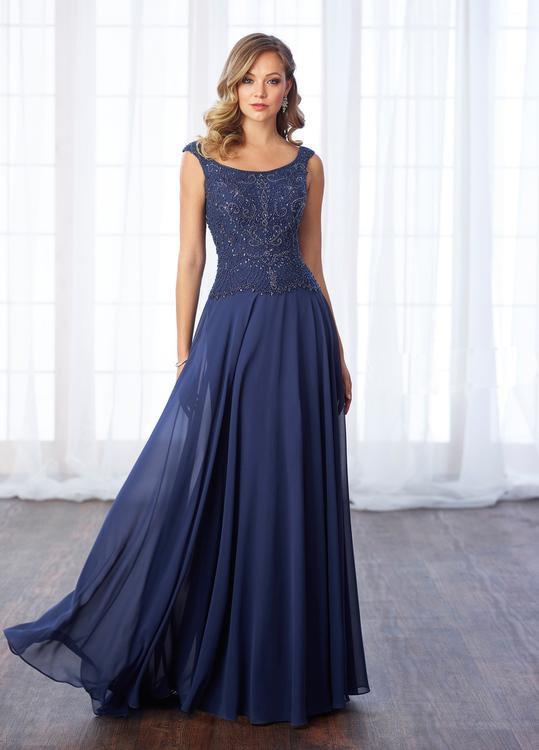 Cameron Blake - 217635W Intricately Ornate A-Line Gown in Blue