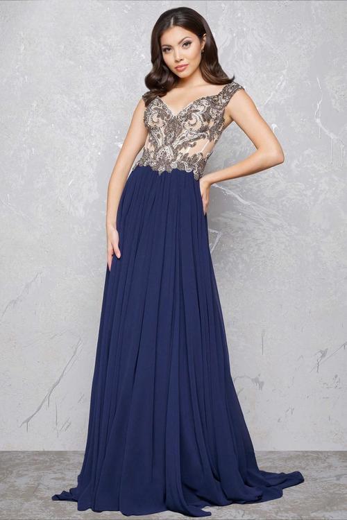 Mac Duggal - Couture Dresses Style 20054D in Blue