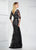 Montage by Mon Cheri - 217932 Embroidered Illusion Sleeve Gown in Black and Gray