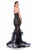 Terani Couture - 1612P0813A Striped Modified Sweetheart Mermaid Dress in Black