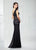 Montage by Mon Cheri - 217946 Cap Sleeve Intricate Lace Sheath Gown in Black