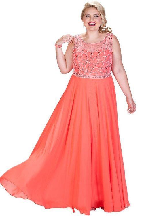 Illusion Scoop Neckline A-line Chiffon Dress SC7206