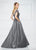 Montage by Mon Cheri - 217953W Short Sleeve Beaded Satin Gown in Gray