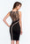 Terani Couture - 151C0226A Ornate Striped Sheath Dress in Black and Neutral