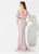 Ivonne D for Mon Cheri - 219D72W Embroidered Deep V-neck Sheath Dress In Pink